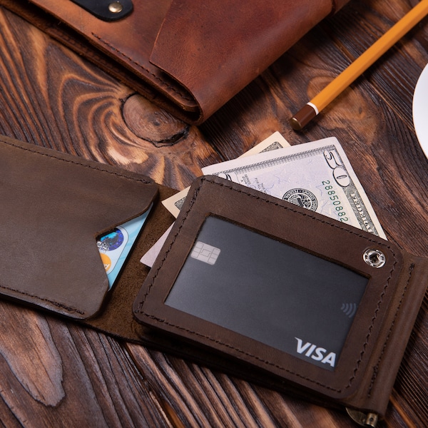 Personalized Mens Leather Wallet, Distressed Leather, Anniversary Gift