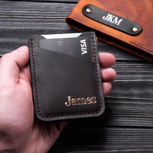 Regalo de Navidad personalizado, carteras de cuero, carteras con clip para billetes y tarjeteros para él: regalos perfectos para novios y hombres