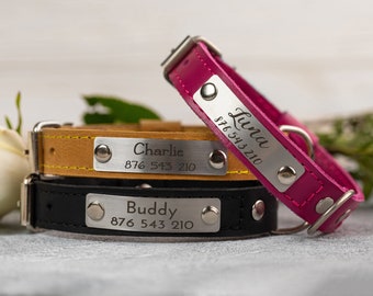 Collier pour chien en cuir personnalisé, collier pour chiot avec prénom gravé