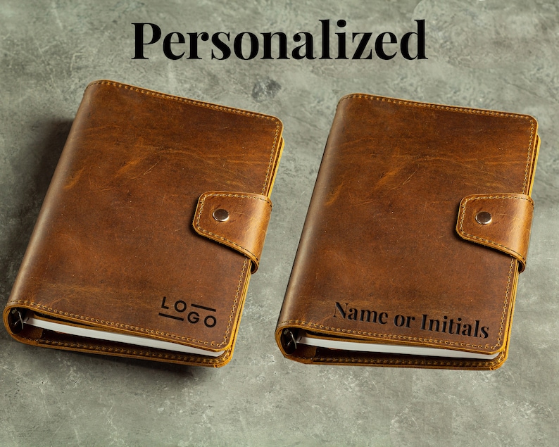 office gift for staff, gift for employees, corporate gifts, leather journal, leather notebook, leather planner, travel journal, ring binder, planner binder, leather organizer, refillable journal, personalized planner
