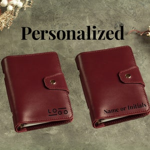 Leather Planner Binder A6, Leather Journal Personalized, Refillable ...
