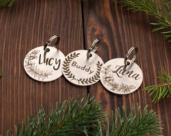 Custom Engraved Floral Dog Tag – Personalized Pet ID for Collars