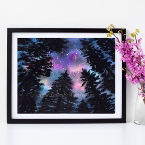 Night Image with Shooting star, Nature's Art, Galaxy Painting, Print from Original, Night Sky, Milky Way