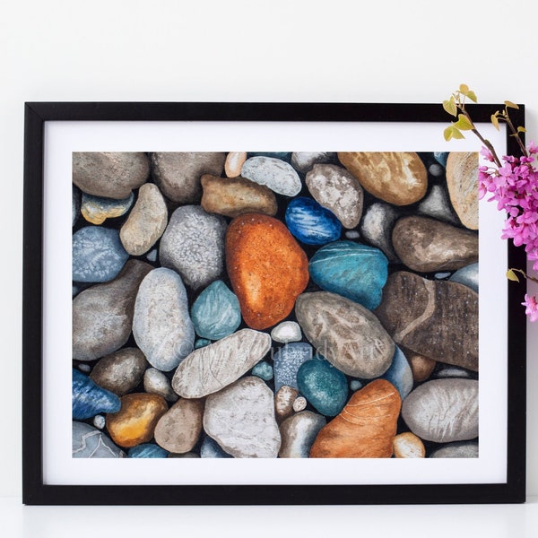 Rocks in watercolor, Realistic Rocks, Print from Original, Rocks Art Prints, Rocks Painting, Art prints of rocks, Watercolor Painting, Rocks