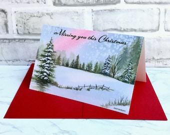Folded Holiday Card, Christmas Card, Size 4.6x7.2, Card Print from Original watercolor painting, Set of 2, 3, 4 & 5 available