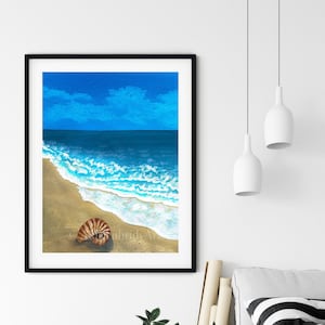 Beach wall art in Watercolor, Print from Original Painting, Waves art print, Summer wall art