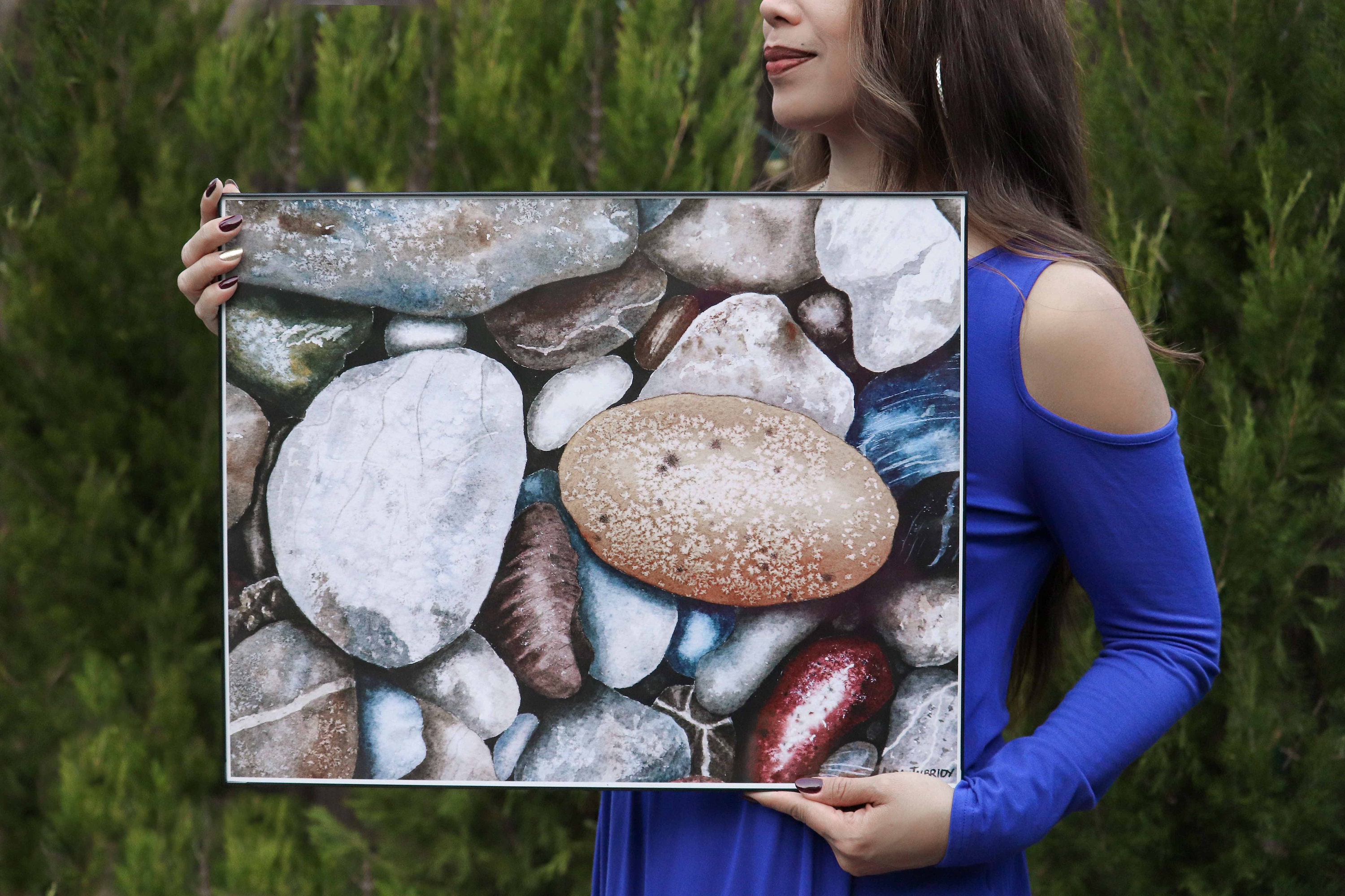 Realistic Rocks Painting Print from Original watercolor Etsy