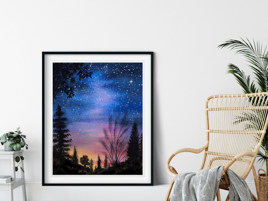 Night Sky in Watercolor, Print From Original Watercolor Painting ...