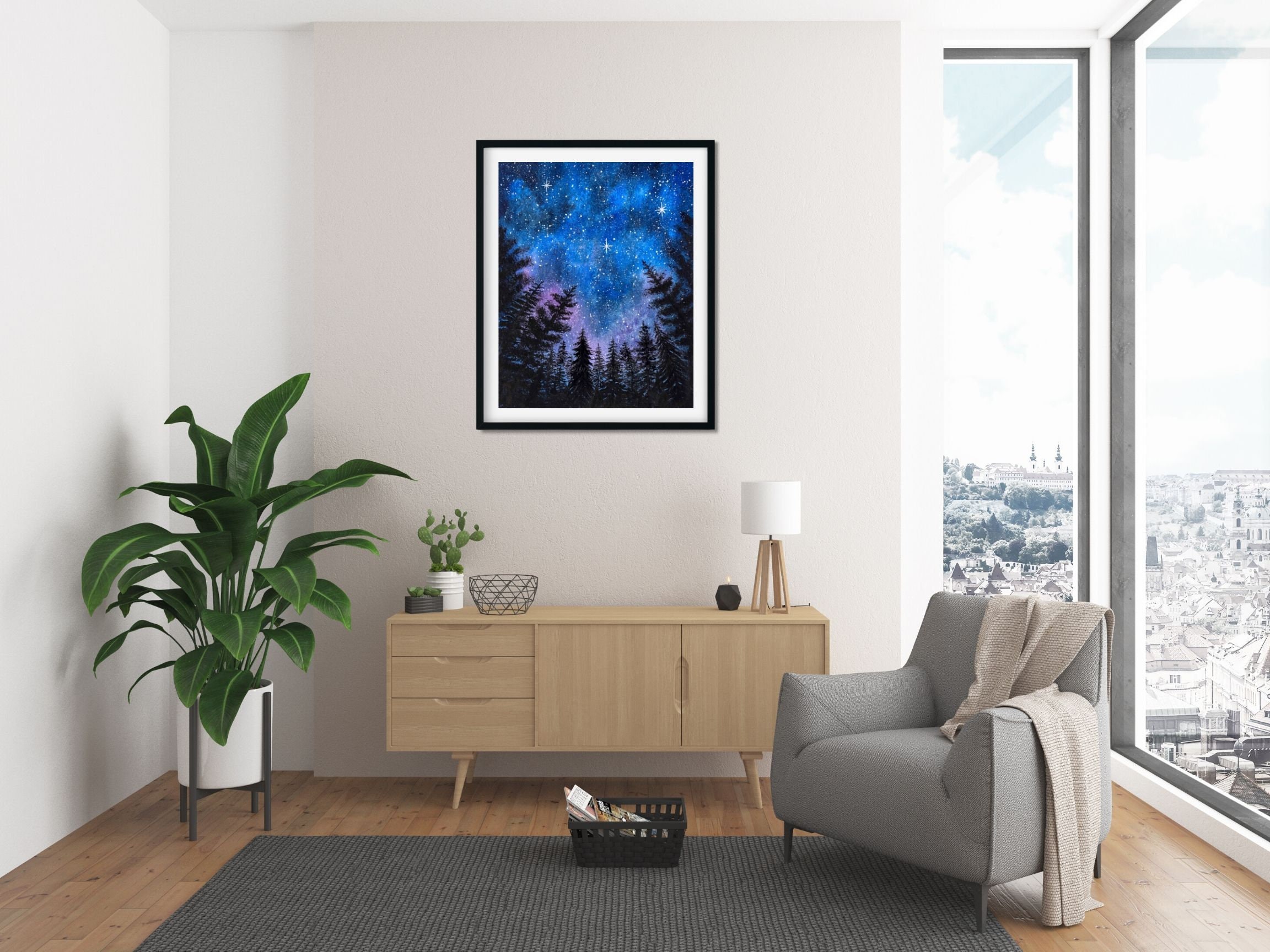 Looking up Night sky in watercolor Print from Original by | Etsy