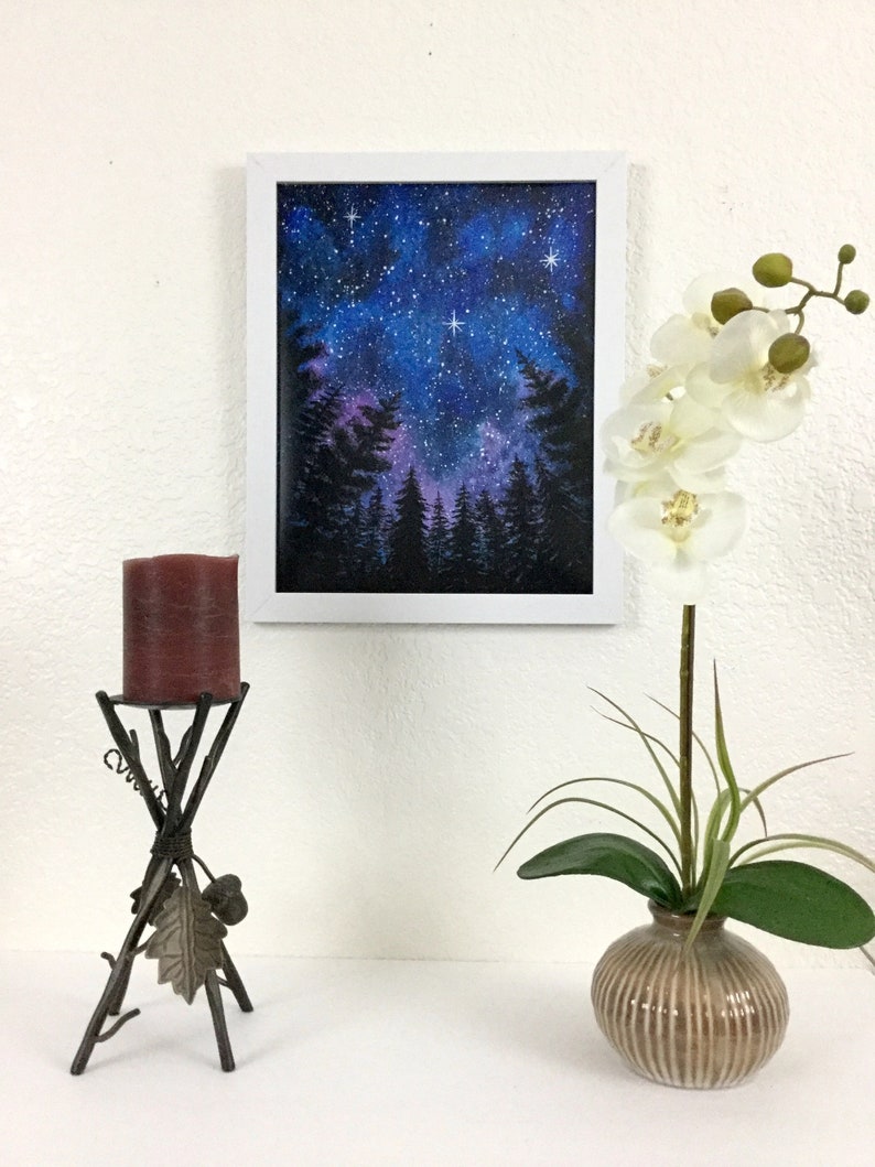 Looking Up, Night Sky in Watercolor, Print From Original by Aida ...