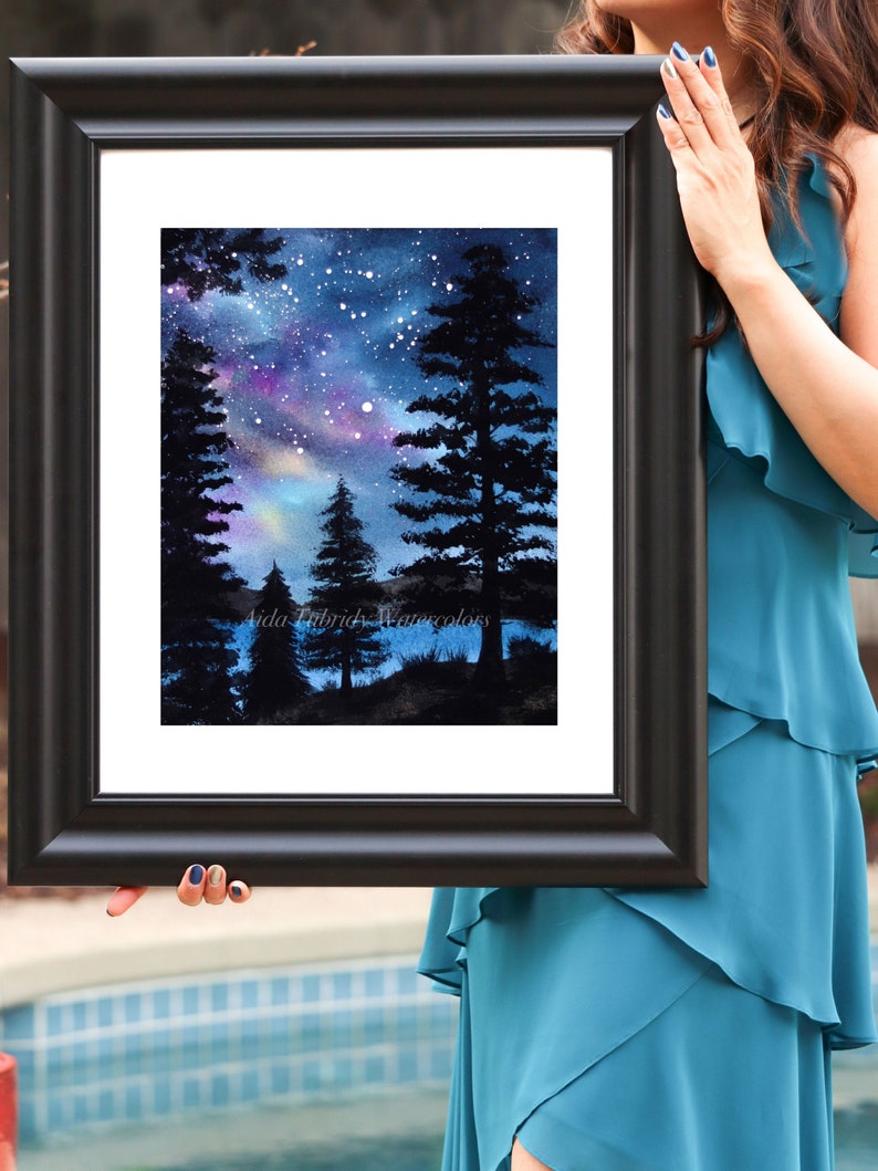 Night Painting in Watercolor, Print From Original Painting, Night Scene ...