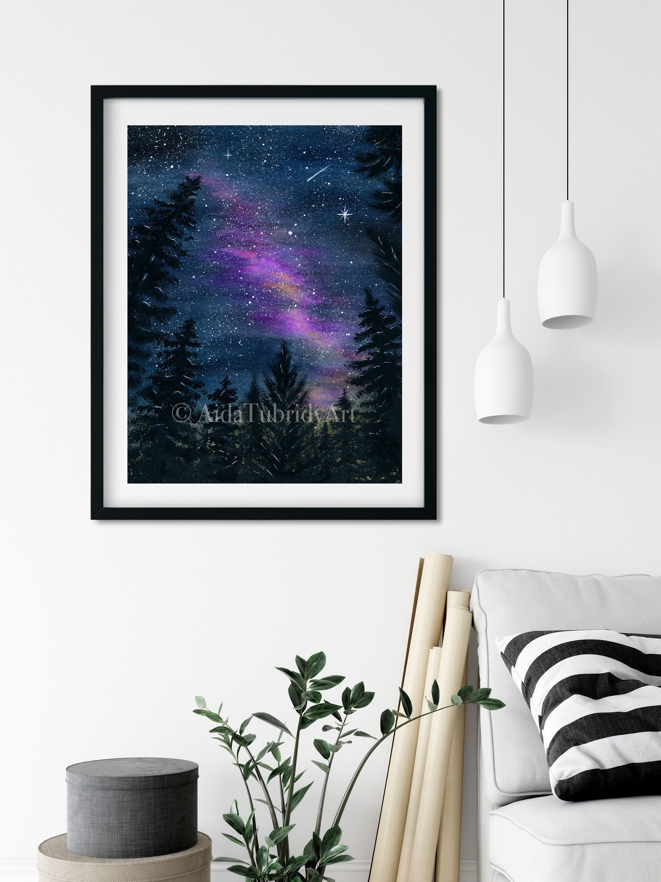 Galaxy Poster Print Galaxy wall art Purple Sky galaxy Etsy