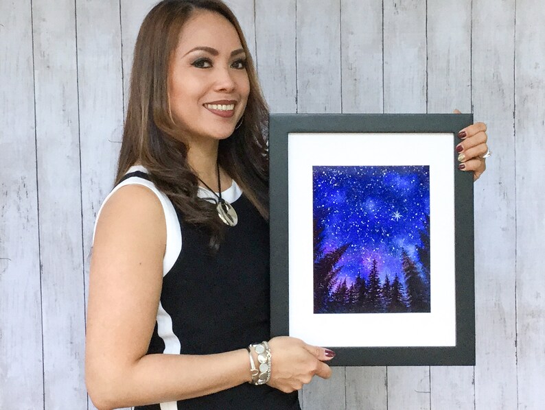 Looking up Galaxy in Watercolor Print From Original Night | Etsy