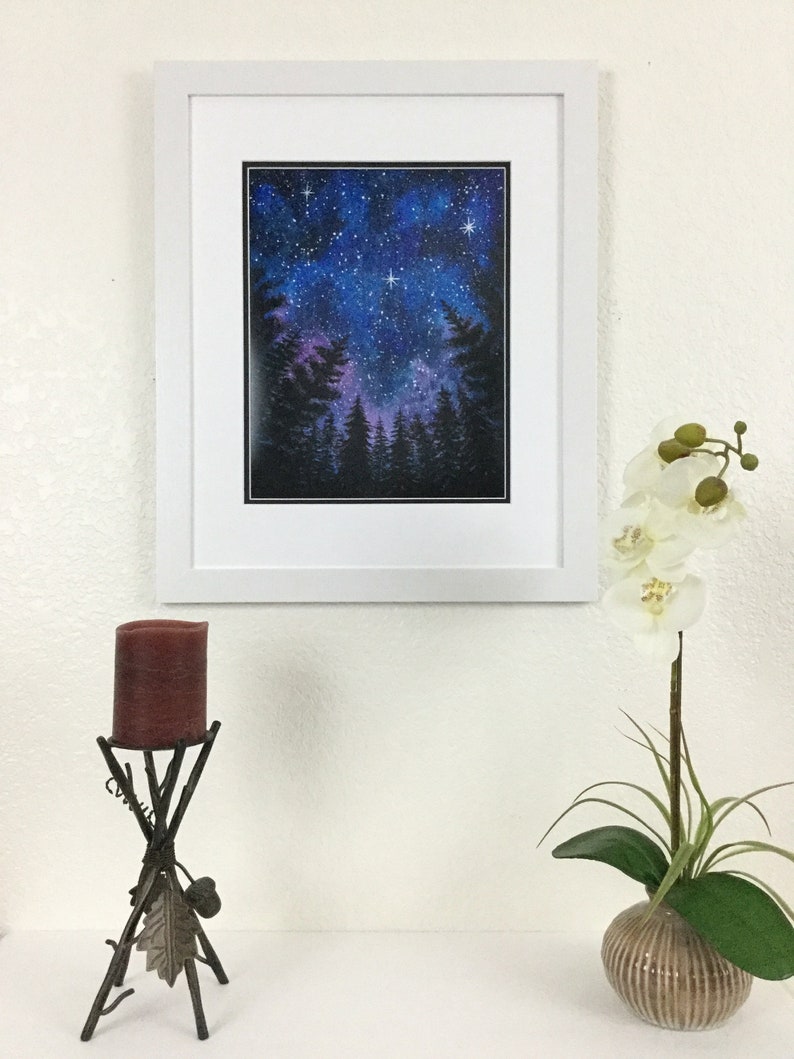 Looking Up, Night Sky in Watercolor, Print From Original by Aida ...