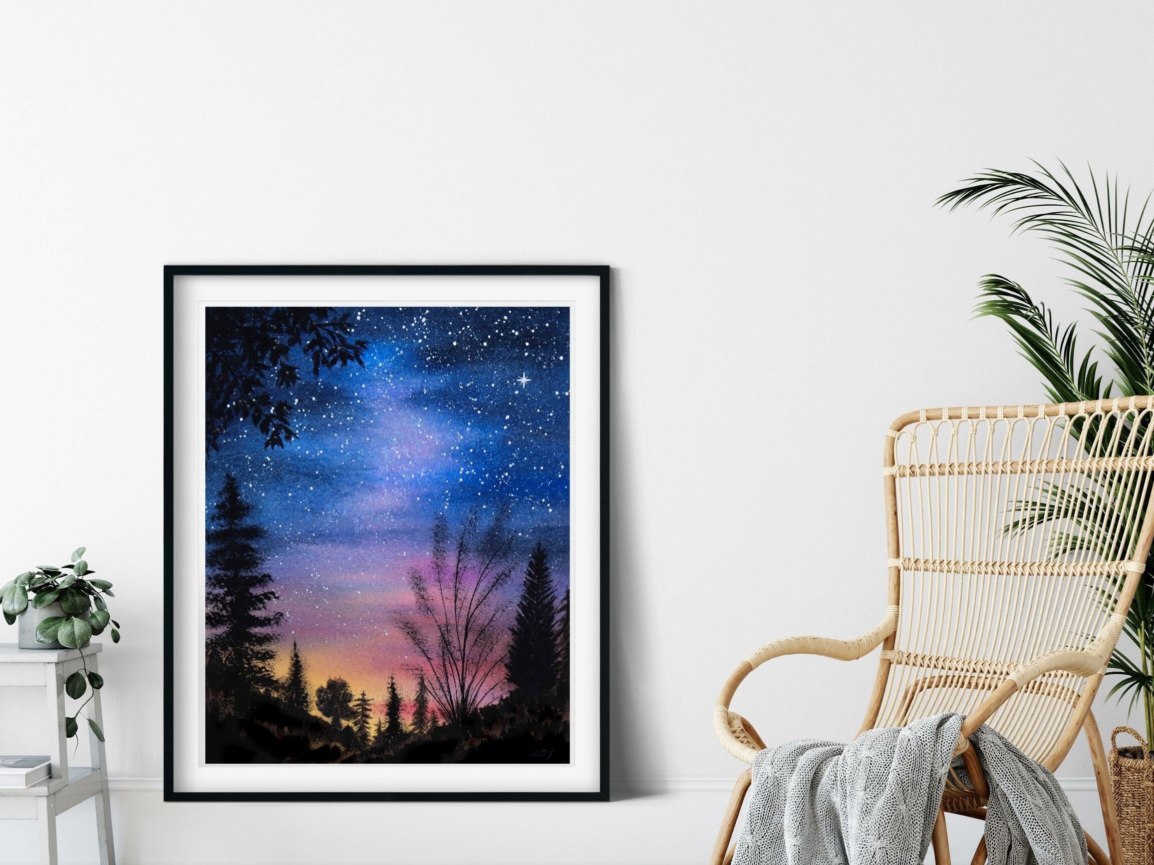 Night Sky in Watercolor, Print From Original Watercolor Painting ...