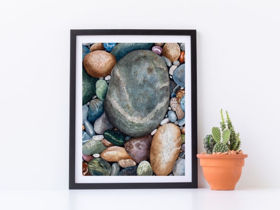 Realistic Rock print, Modern art print of rocks, Rocks in Watercolor by Aida Pagsinuhin, Realistic Art print , Realistic painting