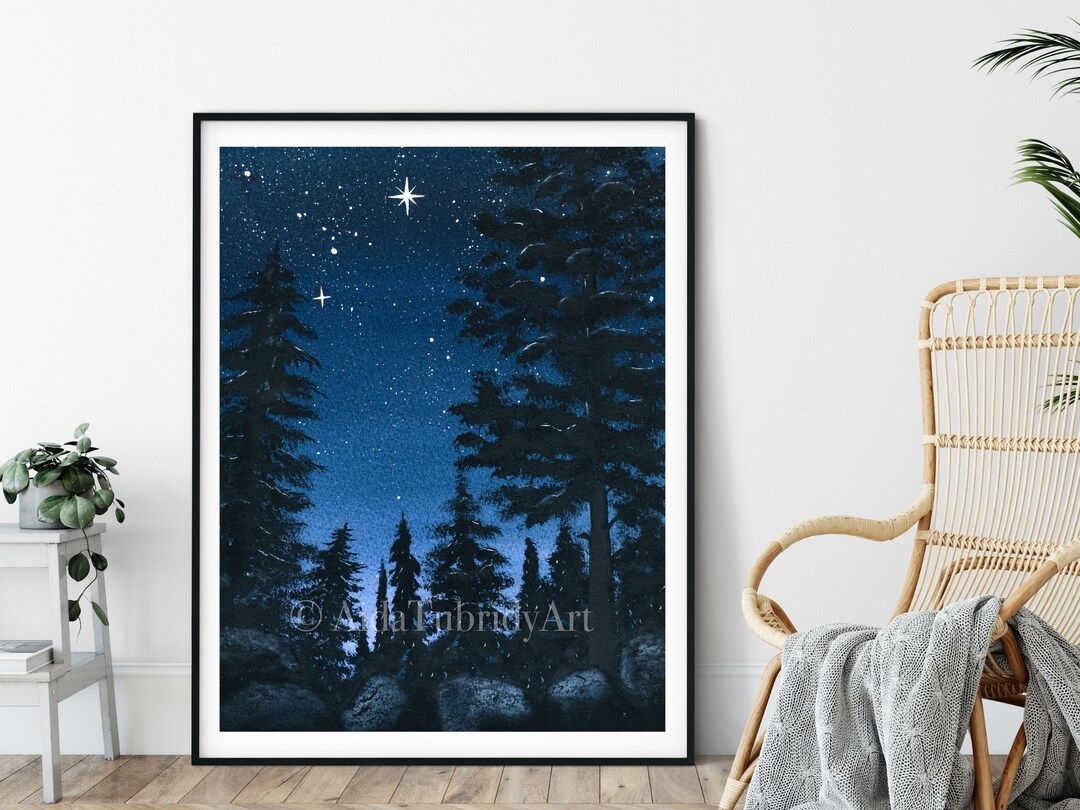 Night Sky in Watercolor, Print From Original, Galaxy Painting, Night ...