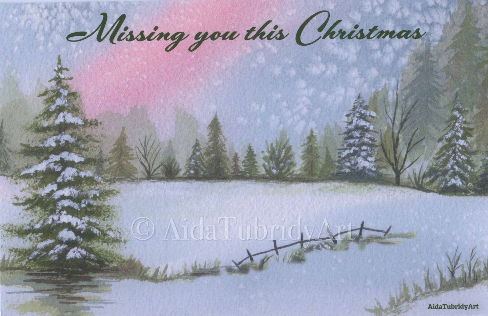 Winter Landscape Card Christmas Card for Love Ones Folded - Etsy