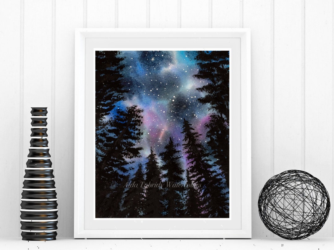 Galaxy in Watercolor, Print From Original Painting, Night Sky Print ...