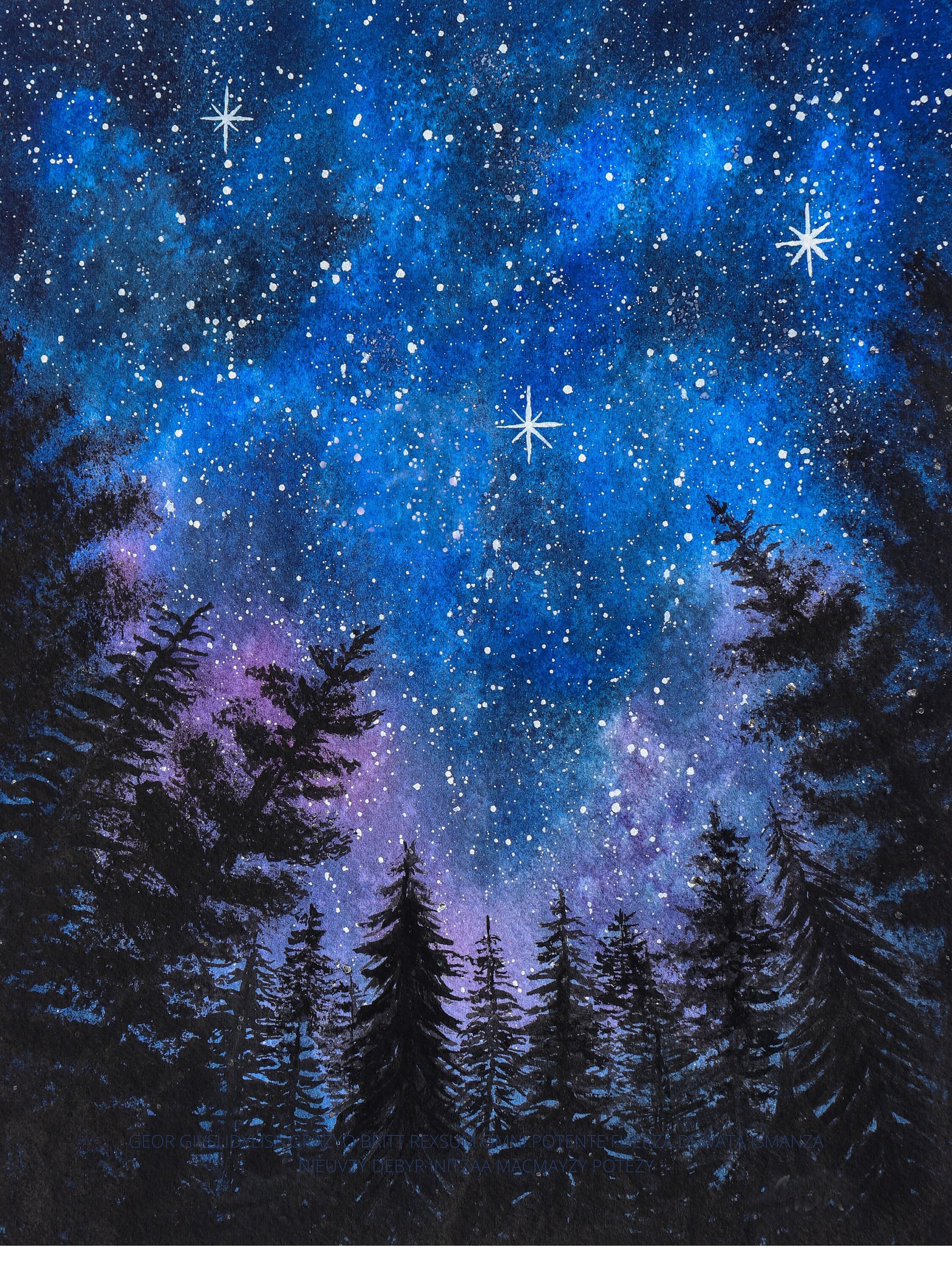Looking Up, Night Sky in Watercolor, Print From Original by Aida ...