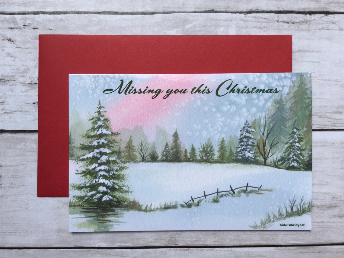 Winter Landscape Card Christmas Card for Love Ones Folded - Etsy