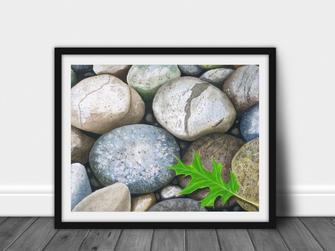 Printable Rocks Realistic Realistic Rock Print, Modern Art Print of Rocks, Rocks in Watercolor by ...