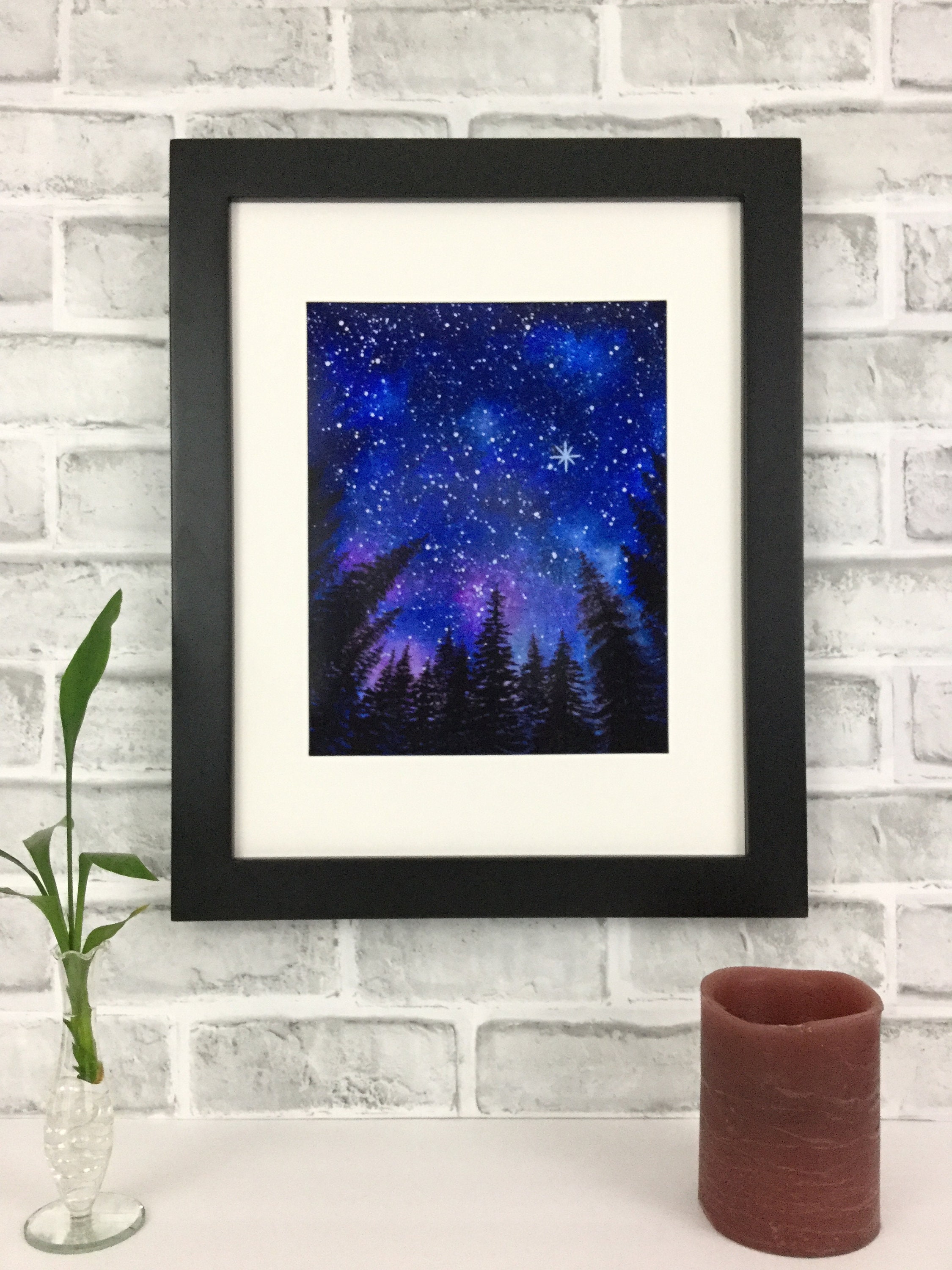 Looking up Galaxy in Watercolor, Print From Original, Night Sky ...