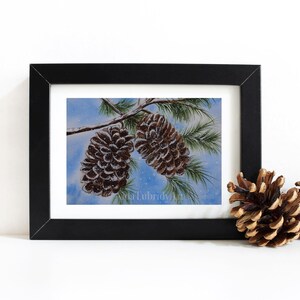 Holiday Wall Art Print,  Christmas Watercolor Print, Print from Original Watercolor Painting, Christmas Poster, Pine cone painting
