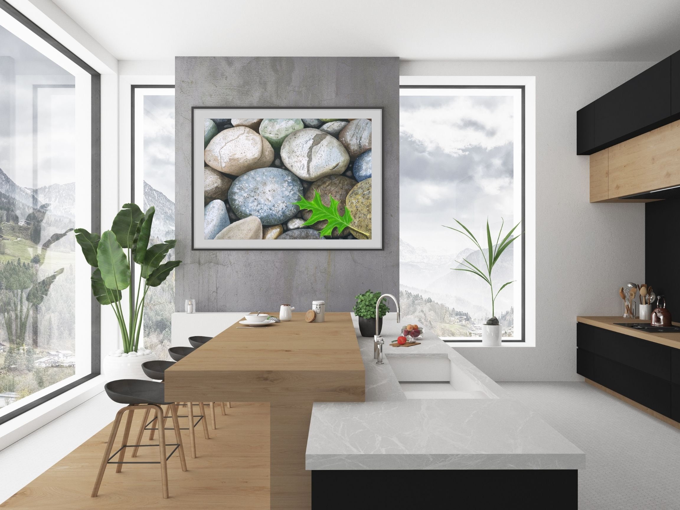 Realistic Rock print Modern art print of rocks Rocks in - Etsy Polska