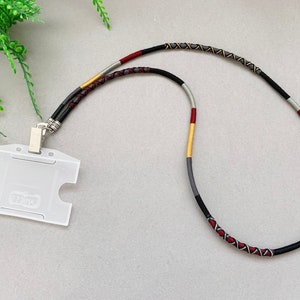 Boho Badge Holder Lanyard 09 / ID Lanyard / Teacher Lanyard / ID Card Holder / Wrapped Hipster Lanyard Necklace / Keychain Lanyard