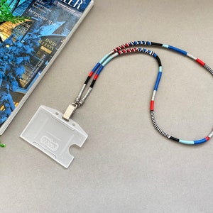 Boho Badge Holder Lanyard 02 / ID Lanyard / Teacher Lanyard / ID Card Holder / Wrapped Hipster Lanyard Necklace / Keychain Lanyard