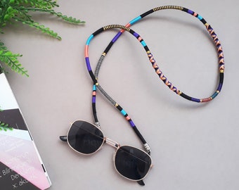 Boho Sunglass Strap: Multicolor Cotton Yarn Eyewear Retainer