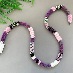 Handmade Fuzzy Yarn Charger Cable: Boho Faux Fur Lightning Cord
