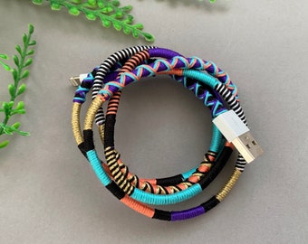 Wrapped Yarn Charging Cable / Handmade Lightning Cable / Multicolor Charging Cable / Custom Charging Cord / Boho Charging Cable