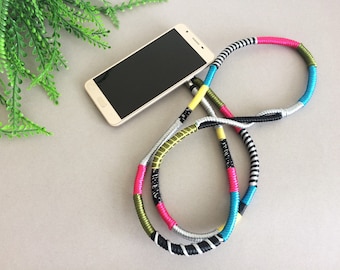 Wrapped Cord Phone Strap: Mobile Lanyard with Optional Ring