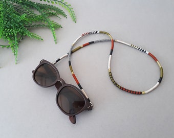 Boho Earth Tones Sunglass Strap: Wrapped Yarn Eyewear Chain