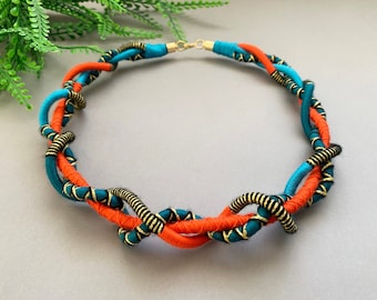 Braided Yarn Statement Necklace: Bohemian Ethnic Rope Jewelry