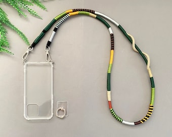 Wrapped Cord Phone Strap with Ring: Crossbody Phone Lanyard