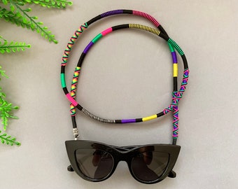 Neon Color Sunglass Strap / Boho Yarn Wrapped Eyewear Strap / Sunglass Chain / Sunglass Holder / Sunglass Retainer / Boho