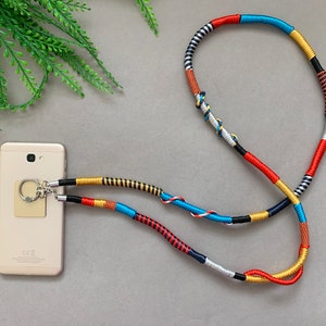 マルチカラーの電話ストラップ、電話リング付き / 電話ストラップ / 電話ストラップ / 携帯電話コード / 電話チェーン / 電話ホルダー / クロスボディストラップ