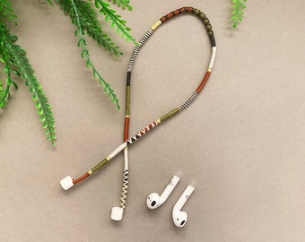 Handmade Boho AirPods Strap: Wrapped Yarn Cord, Anti-Loss