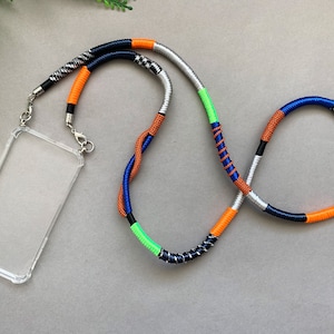 Verpakte telefoonriem met transparante case 02 / mobiele telefoonkabel / telefoonketting / Boho-telefoonhouder / crossbody-telefoontas / telefoonaccessoire