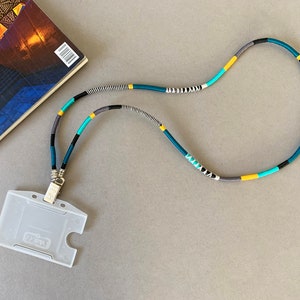 Boho Blue Badge Halter Lanyard 10 / ID Lanyard / Lehrer Lanyard / Id Kartenhalter / Gewickelt Hipster Lanyard Halskette / Schlüsselanhänger Lanyard