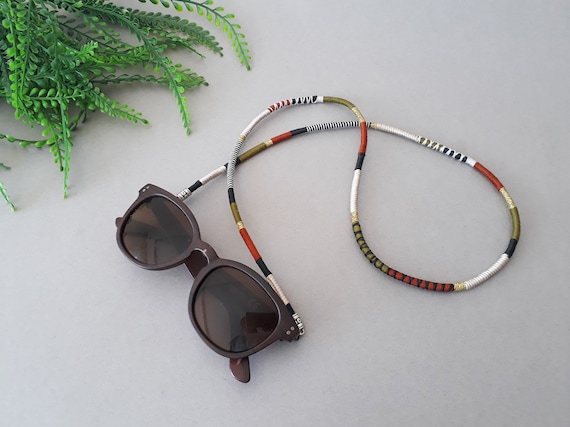 Boho Earth Tones Sunglass Strap: Wrapped Yarn Eyewear Chain