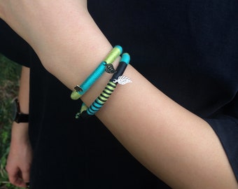 Handmade Boho Cotton Cord Bracelet Set: Adjustable Wrap Bracelets