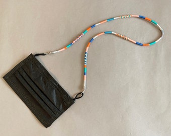 Multicolor Wrapped Cord Face Mask Holder: Boho Mask Chain
