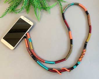Gewickelte Kordel Handyband: Crossbody Lanyard mit optionaler Hülle