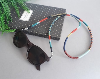Boho Sunglass Strap: Multicolor Cotton Yarn Eyewear Retainer