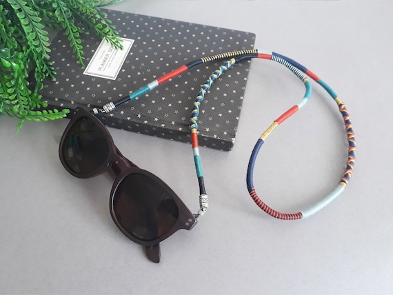 Boho Sunglass Strap: Multicolor Cotton Yarn Eyewear Retainer