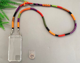 Wrapped Cord Phone Strap: With Transparent Case & Lanyard